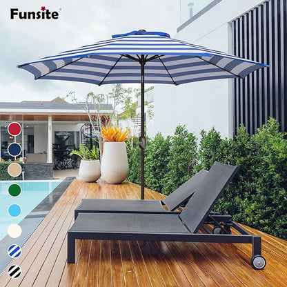7.5Ft/9Ft Patio Umbrella, UV Protect Pool Umbrella with Heavy Duty Pole,Outdoor Umbrella with Push Botton Tilt & Crank