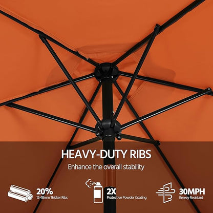 Yaheetech Patio Umbrella, 9FT Outdoor Table Market Umbrella with Push Button Tilt and Crank, Yard Sun Shade with Sturdy Ribs for Garden, Deck, Backyard, Pool, Orange