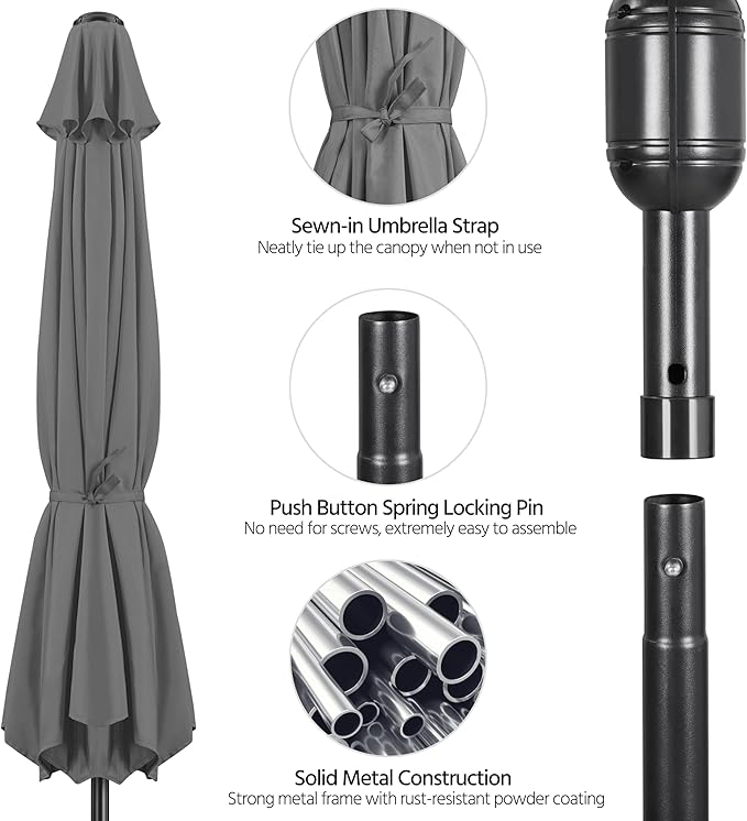 Yaheetech Patio Umbrella, 10FT Outdoor Table Umbrella Market Umbrella with Push Button Tilt and Crank, Yard Umbrella with 8 Sturdy Ribs UV Protection for Garden, Deck, Backyard, Pool