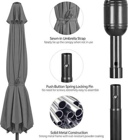 Yaheetech Patio Umbrella, 10FT Outdoor Table Umbrella Market Umbrella with Push Button Tilt and Crank, Yard Umbrella with 8 Sturdy Ribs UV Protection for Garden, Deck, Backyard, Pool