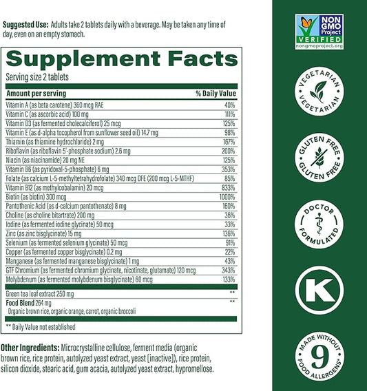 MegaFood Women's 55+ Advanced Multivitamin for Women - Doctor-Formulated with Choline, Vitamin D3, Vitamin B12, Biotin - Plus Real Food - Optimal Aging, Vegetarian - 120 Tabs (60 Servings)