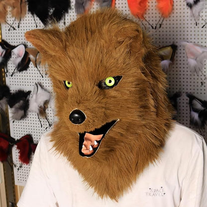 HAOAN Furry Dog Mask Animal Wolf Full Head for Halloween Fancy Dress Party Cosplay Costume Women Men