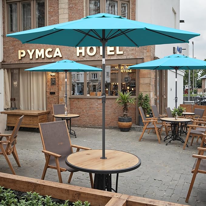 Patio Umbrellas, Pool Umbrella, Outdoor Umbrella with Push Button Tilt/Crank, Deck Umbrellas, Market Umbrela Table for Backyard, Deck, Garden, Pool