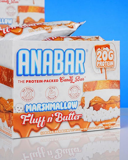 Anabar Protein Bar, The Protein-Packed Candy Bar, Amazing Tasting Protein Bar, No Sugar Alcohols, High Protein, Amazingly Delicious, 20 Grams of Protein (12 Bars, Marshmallow Peanut Butter)