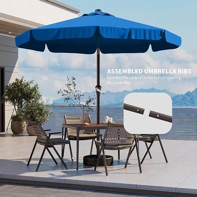 10FT Patio Umbrella Table Market Umbrella w/Tilt and Crank Outdoor Umbrellas for Garden, Deck, Backyard, Pool and Beach, Royal Blue