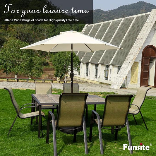 7.5Ft/9Ft Patio Umbrella, UV Protect Pool Umbrella with Heavy Duty Pole,Outdoor Umbrella with Push Botton Tilt & Crank