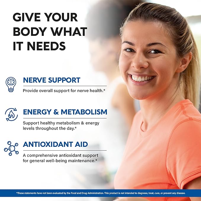 Alpha Lipoic Acid 600mg - ALA Supplement Antioxidant for Nerve, Energy & Metabolism Support - Extra Strength w/Benfotiamine, B1 & B12 - Lab Tested, NON-GMO & Vegan - 120 Capsules, 2 Month