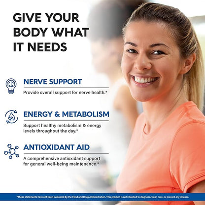 Alpha Lipoic Acid 600mg - ALA Supplement Antioxidant for Nerve, Energy & Metabolism Support - Extra Strength w/Benfotiamine, B1 & B12 - Lab Tested, NON-GMO & Vegan - 120 Capsules, 2 Month