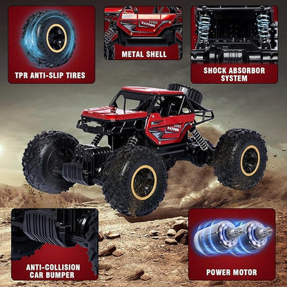 Red RC Trucks Remote Control Car 1:14 Off Road Monster Truck,Metal Shell Crawler,2.4Ghz 20km/h High Speed All Terrain Hobby Truck