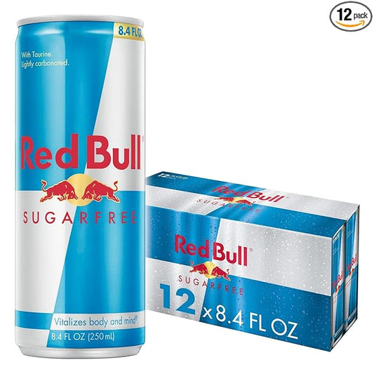 Red Bull Sugar Free Energy Drink with 80mg Caffeine plus Taurine & B Vitamins, 8.4 Fl Oz, Pack of 12 Cans