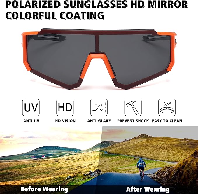 STORYCOAST Polarized Sports Sunglasses for Men Women,Driving Fishing Cycling Mountain Bike Sunglasses UV400 Protection
