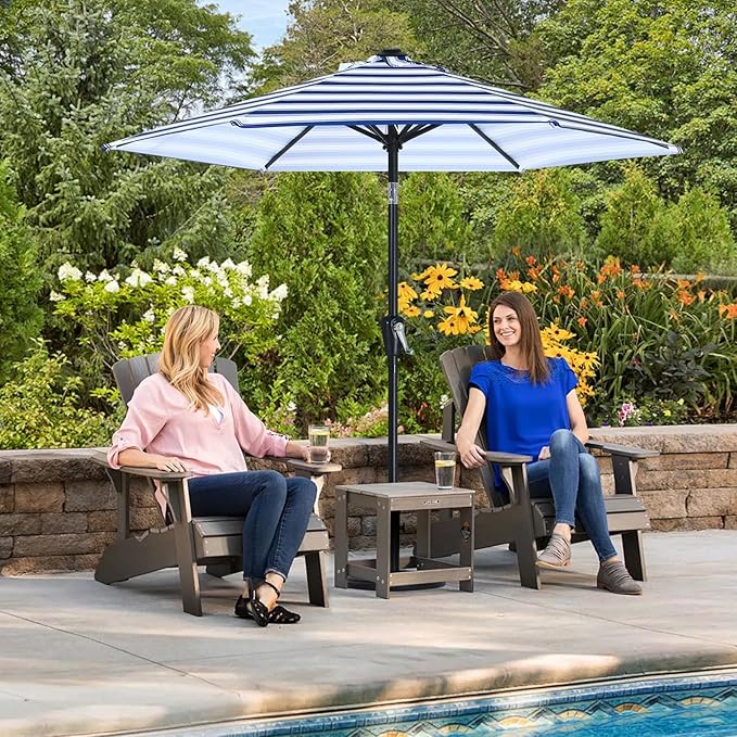 ABCCANOPY 7.5FT Outdoor Patio Umbrella, UV Protection Table Umbrella w/Crank for Easy Set Up, Suitable for Garden, Lawn, Deck & Backyard (Blue White Stripe)