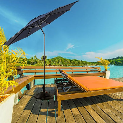 Abba Patio 11FT Lyon Outdoor Patio Umbrella Outdoor Table Umbrella with Push Button Tilt and Crank Market Umbrella 8 Sturdy Ribs UV Protection Waterproof for Garden Deck Backyard Pool Dark Blue