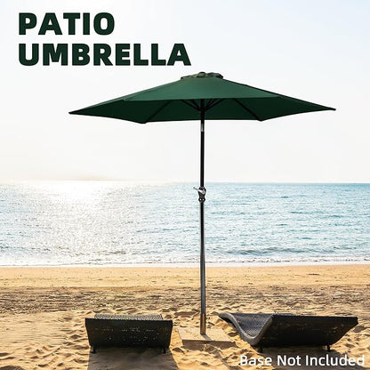 9FT Outdoor Patio Umbrella with Push Button Tilt and Crank, Beach Umbrella for Sun Shades, Market Umbrella with 6 Sturdy Metal Ribs, UV Resistant Waterproof for Garden, Backyard, Deck, Pool
