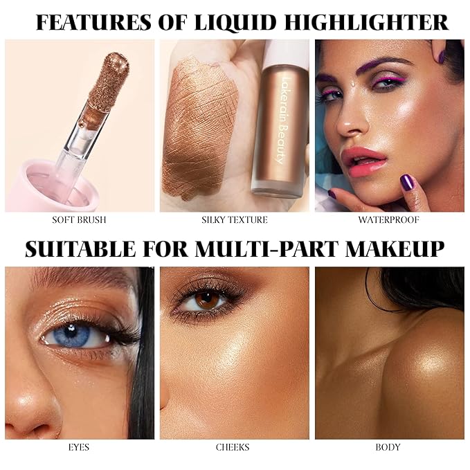 Liquid Highlighter Makeup, Natural Silky Shimmer Finish Face 1 Pack