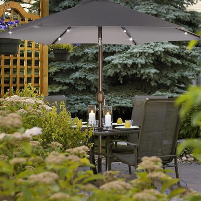 Blissun 7.5 ft Solar Umbrella, 18 LED Lighted Patio Umbrella, Table Market Umbrella