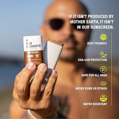 Raw Element Ultra-Moisturizing Face Tint Sunscreen, SPF 30+, Non Toxic Mineral Face Cream, Non Nano Zinc Oxide, Reef Friendly, Safe for All Ages, 0.5 oz, Bronze, Pack of 2