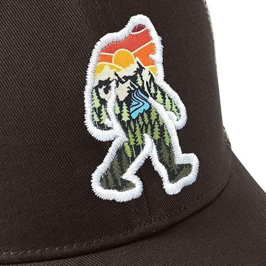 Mesh Bigfoot Hat Leather Cap for Men- Great Snapback Closure Sasquatch Hat for Hunting & Hiking