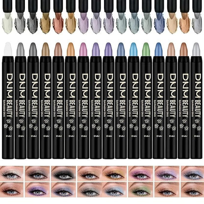 Colorful Shimmer Eye Shadow Stick Glittering Eye Shadow Sticks Set with Retractable and Waterproof Eyeshadow Pencil for Long-Lasting Makeup Eyeshadow (16 Pcs)