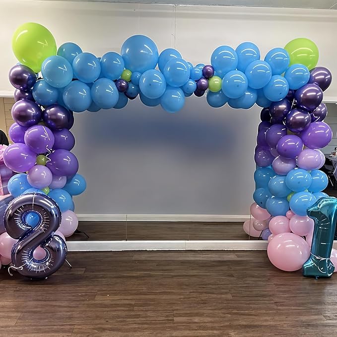 Monster Cartoon Inc Latex Balloons Set, Pack of 60 12 inch with Clear Balloons, Pink Purple Blue Green for Kid Monster Theme Birthday Baby Shower Party Decorations Supplies