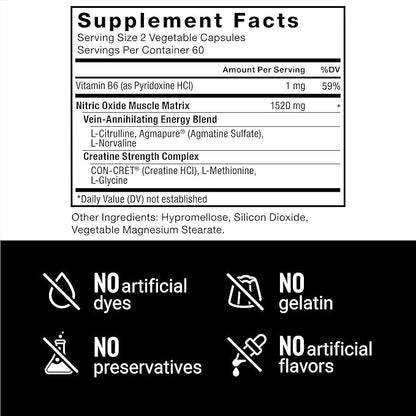 Force Factor Volcano Pre Workout Nitric Oxide Booster Supplement for Men with Creatine and L-Citrulline to Boost and Energy, Help Build Muscle, Better Pump and Workout, 120 Capsules (Pack of 2)