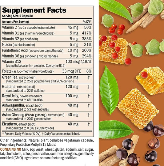 ANDREW LESSMAN Urgent Energy 360 Capsules - Provides a Safe, Healthy Means of Enhancing Energy Levels and Feelings of Well-Being, Green Tea, Guarana, Ginseng, Royal Jelly, Ashwagandha, B-Complex