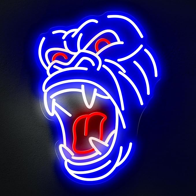 Kong Neon Sign for Wall Decor, Roaring Gorilla LED Neon Light, Kong Skull Island LED Sign, Monster Movie Wall Art, Fan Room Decor, Pop Culture Gift