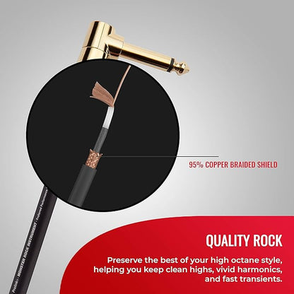 Monster Prolink Rock Instrument Cable. 21 ft Right Angle to Straight Monster Guitar Cable. For Electric Guitar Cable. 95% Copper Braided Shielded Guitar Cable
