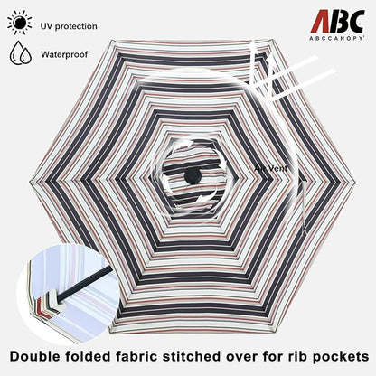 ABCCANOPY 7.5FT Outdoor Patio Umbrella, UV Protection Table Umbrella w/Crank for Easy Set Up, Suitable for Garden, Lawn, Deck & Backyard (Navy Black Stripe)