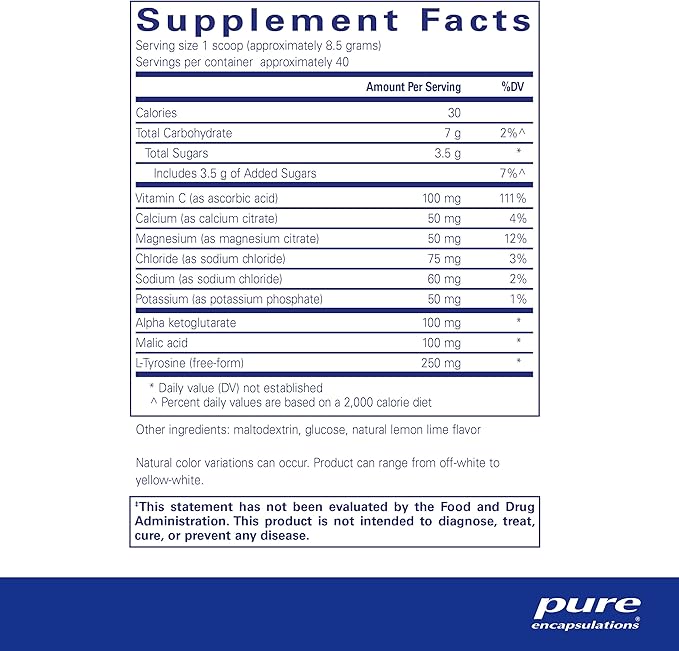Pure Encapsulations Electrolyte Energy Formula | Hydration Supplement Powder for Muscle Recovery, Minerals, Mental Focus, and Working Out* | 12 Ounces