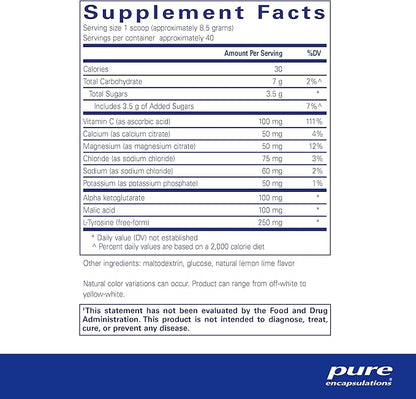 Pure Encapsulations Electrolyte Energy Formula | Hydration Supplement Powder for Muscle Recovery, Minerals, Mental Focus, and Working Out* | 12 Ounces