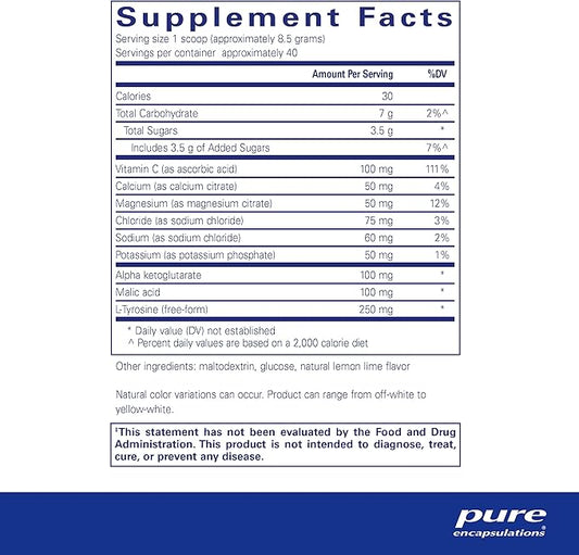 Pure Encapsulations Electrolyte Energy Formula | Hydration Supplement Powder for Muscle Recovery, Minerals, Mental Focus, and Working Out* | 12 Ounces