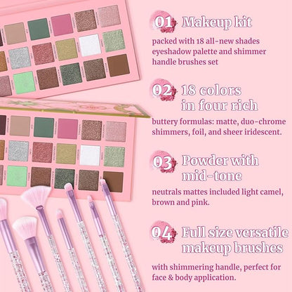 18 Colors Eyeshadow Palette With 7 pcs Soft