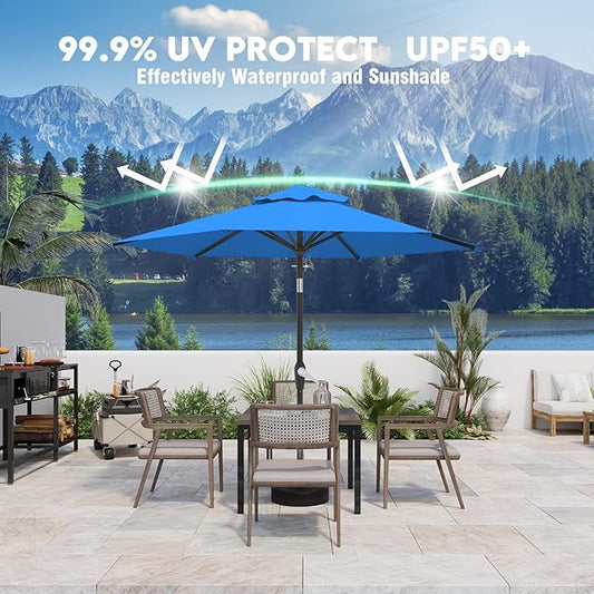 7.5FT Patio Umbrella Table Market Umbrella w/Tilt and Crank Heavy-Duty Round Outdoor Umbrellas for Garden, Deck, Backyard, Pool and Beach, Royal Blue