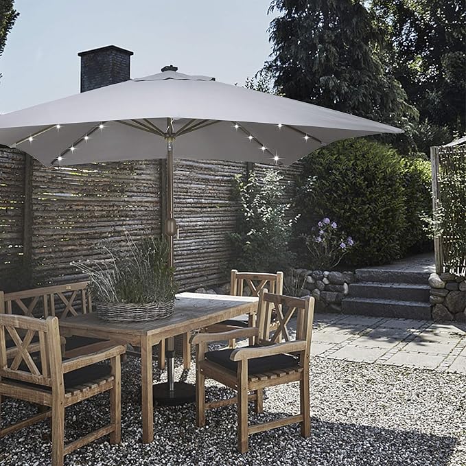 Blissun Rectangular Patio Umbrella, Table Market Umbrella with Tilt and Crank, Outdoor Umbrella for Garden, Deck, Backyard, Pool and Beach