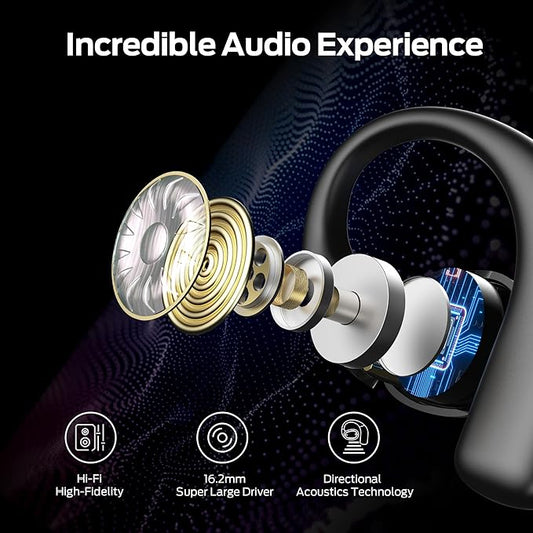 Monster Open Ear AC311 Wireless Earbuds, Bluetooth 5.4 Open Ear Headphones, Up to 30 Hours Playtime Bluetooth Ear Earphones with Stereo Sound, Touch Control and IPX5 Waterproof Open Earbuds