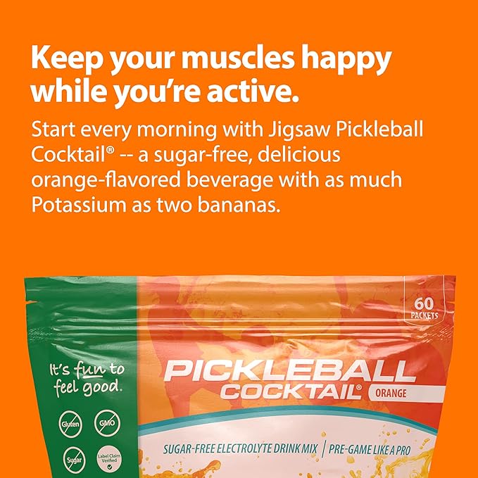 Jigsaw Health Pickleball Cocktail (60 Servings Packets, Orange)