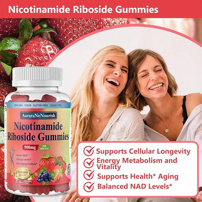 2 Pack NAD Resveratrol Supplement, Sugar Free Nicotinamide Riboside 900mg Gummies with Quercetin, Collagen, Vitamin Support Anti Aging, Cell Regeneration, Energy Boost, Skin Improvement for Women Men