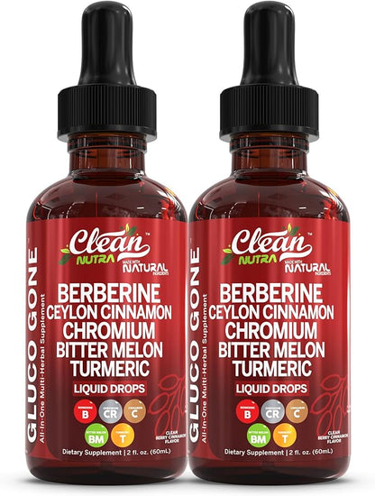 Organic Ceylon Cinnamon Berberine Liquid Drops Supplement with Bitter Melon Extract, Glucomannan, Gymnema, Chromium, Turmeric, Organic Panax Ginseng, Apple Cider Vinegar, Moringa Powder Vegetarian (2)