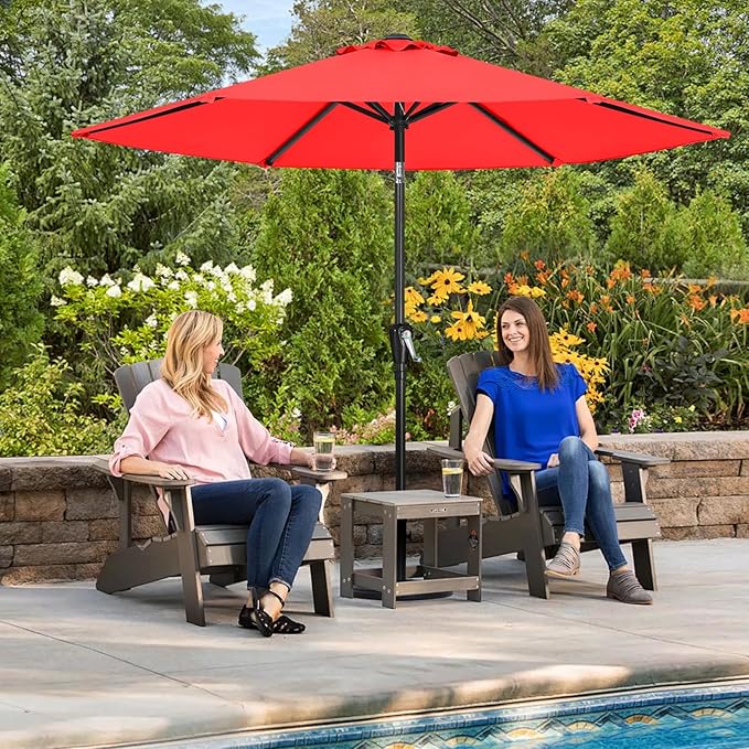 ABCCANOPY 7.5FT OutdoorPatio Umbrella, UV Protection Table Umbrella w/Crank for Easy Set Up, Suitable for Garden, Lawn, Deck & Backyard (Red)