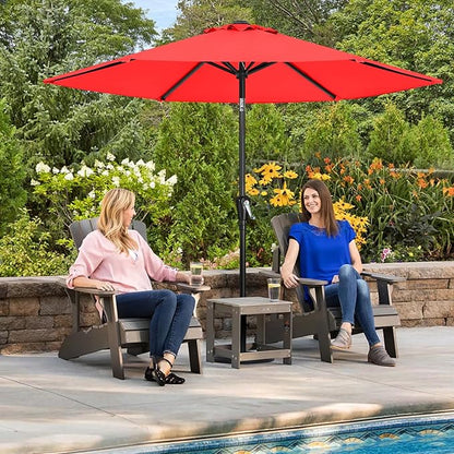 ABCCANOPY 7.5FT OutdoorPatio Umbrella, UV Protection Table Umbrella w/Crank for Easy Set Up, Suitable for Garden, Lawn, Deck & Backyard (Red)