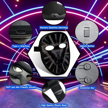 Depointer Life 2023 New Led Mask with Rechargeable Bluetooth-compatible App Controlled, Customizable Shining Mask, LED Lighted Face Transforming Mask For unisex-Adult