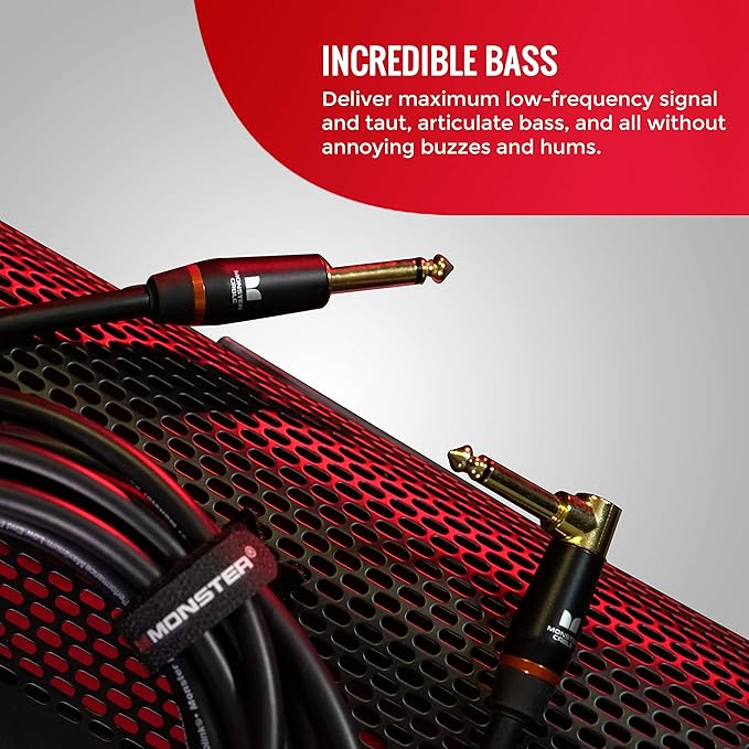 Monster Prolink Monster Bass Istrument Cable: Right Angle to Straight, 21 ft, Angled to Straight 1/4 Plugs