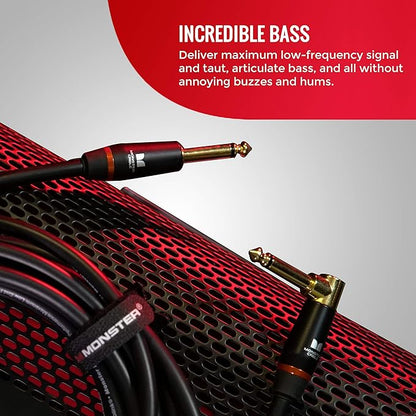 Monster Prolink Monster Bass Istrument Cable: Right Angle to Straight, 21 ft, Angled to Straight 1/4 Plugs