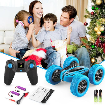 Remote Control Car, RC Cars Toys for Ages 5-7, 2.4GHz 4WD Fast RC Car Kids Toys for Ages 8-13, Double Sided 360° Rotating Monster Truck Toys for Girls RC Truck Toy Cars for Boys