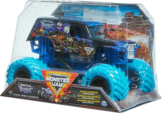 Monster Jam, Official Son-uva Digger Monster Truck, Collector Die-Cast Vehicle, 1:24 Scale, Kids Toys for Boys Ages 3 and up
