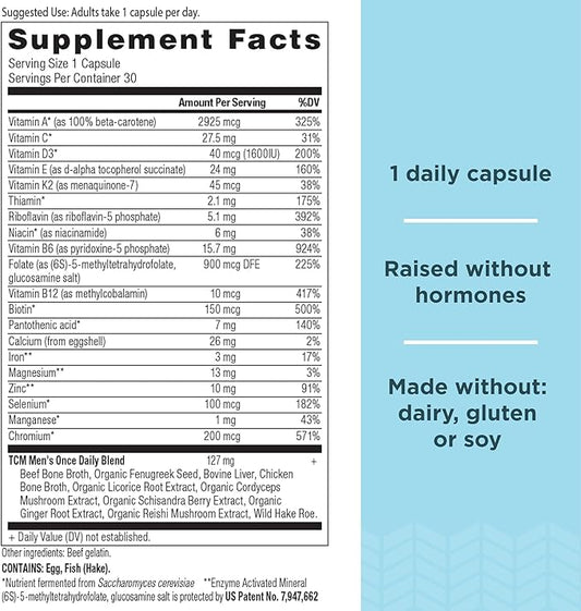Ancient Nutrition Multivitamin for Men, Ancient Multi Men's Once Daily Vitamin Supplement 30 Ct, Vitamin A, Vitamin B and Vitamin K2, Fenugreek Seed, Supports Immune System, Paleo and Keto Friendly