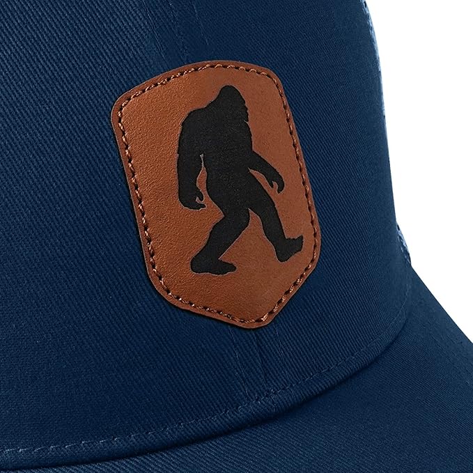 Mesh Bigfoot Hat Leather Cap for Men- Great Snapback Closure Sasquatch Hat for Hunting & Hiking