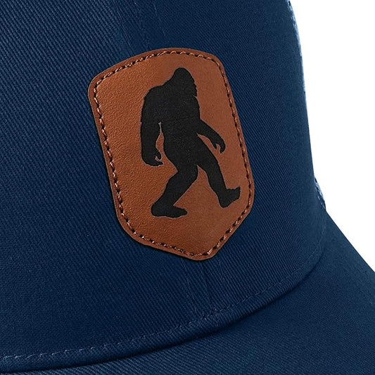 Mesh Bigfoot Hat Leather Cap for Men- Great Snapback Closure Sasquatch Hat for Hunting & Hiking