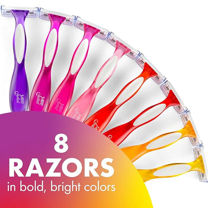 BIC Soleil Smooth Colors Women's Disposable Razors With Aloe Vera and Vitamin E Lubricating Strip for Enhanced Glide, With 3 Blades, 8 Count